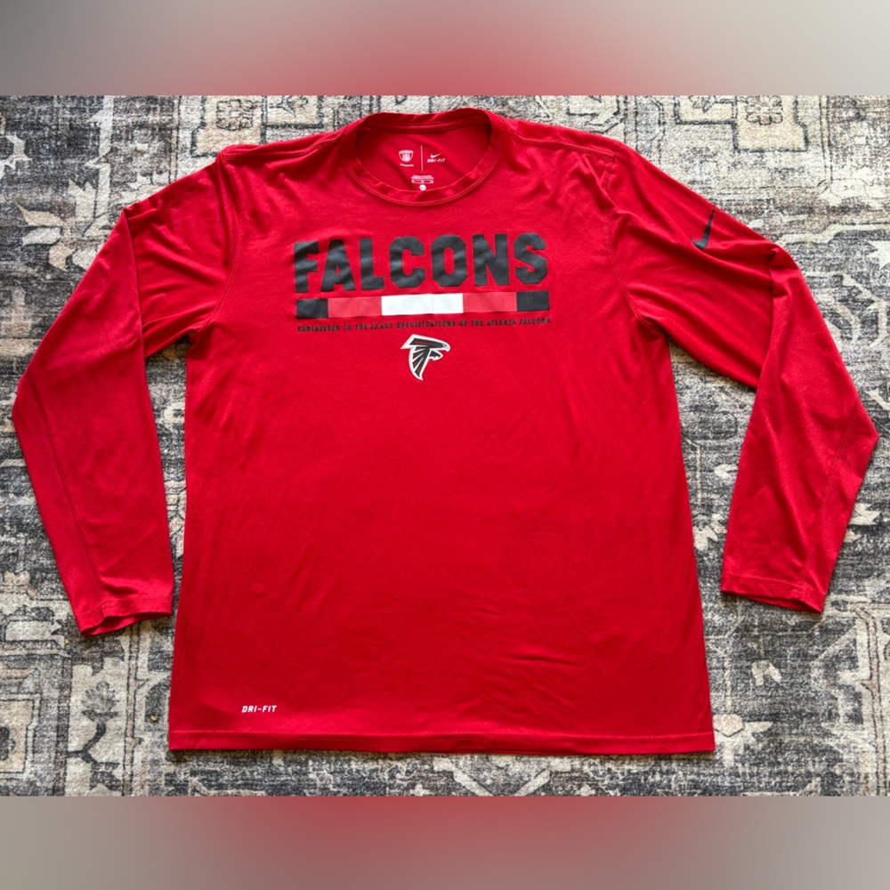Nike Atlanta Falcons NFL Red Dri-Fit Long Sleeve Shirt Men’s Size XL‎